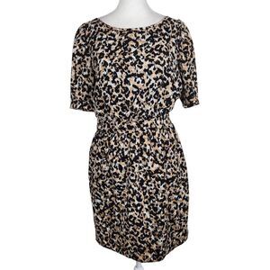 BCBGeneration Animal Print Lace-Up Back Mini Dress Size 8 Black and Tan Dress